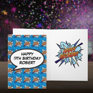 Gepersonaliseerde Comic Book Pop Art HAPPY BIRTHDA Kaart