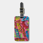 Gepersonaliseerde Comic Book Pop Art Sounds Bagagelabel (Voorkant verticaal)