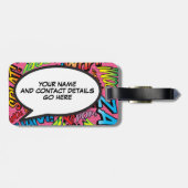 Gepersonaliseerde Comic Book Pop Art Sounds Bagagelabel (Achterkant horizontaal)