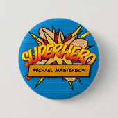 Gepersonaliseerde Comic Book Pop Art SUPERHERO Ronde Button 5,7 Cm (Voorkant)