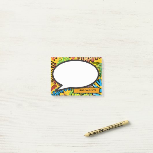 Gepersonaliseerde Comic Book Speech Bubble Fun Post-it® Notes (Op bureau)