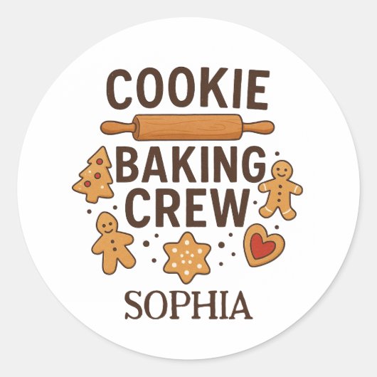 Gepersonaliseerde Cookie Baking Crew – Aangepaste  Ronde Sticker (Voorkant)