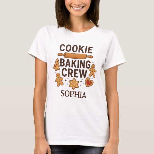 Gepersonaliseerde Cookie Baking Crew – Aangepaste T-shirt (Voorkant)