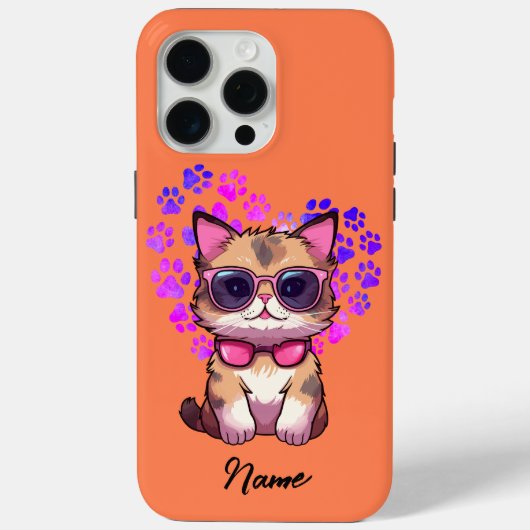 Gepersonaliseerde Cool Cat in Zonnebril Hoesje (Achterkant)