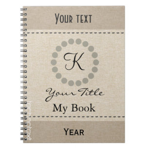 Gepersonaliseerde Cool Monogram Linnen Look Notitieboek