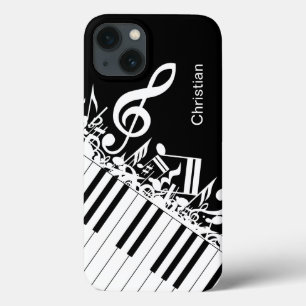 Gepersonaliseerde coole muzieknoten en pianotoetse iPhone 13 hoesje
