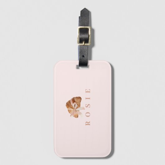 Gepersonaliseerde Coquette Croissant Roze Lint Bagagelabel (Voorkant (verticaal))