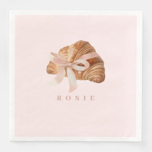 Gepersonaliseerde Coquette Croissant Roze Lint Servet