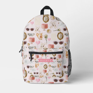 Gepersonaliseerde Coquette Roze Vintage Vrouwelijk Bedrukte Rugzak