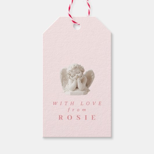 Gepersonaliseerde Coquette Sleeping Angel Sculptur Cadeaulabel (Voorkant)