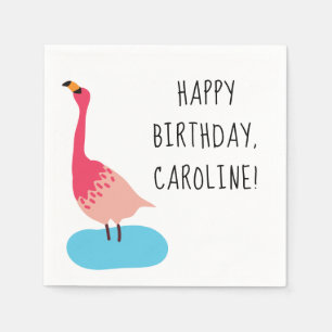 Gepersonaliseerde Coral Pink Flamingo Party Servet