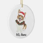 Gepersonaliseerde Corgi (rood en wit) Keramisch Ornament (Rechts)