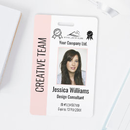 Gepersonaliseerde Corporate Employee Blush Pink ID Badge