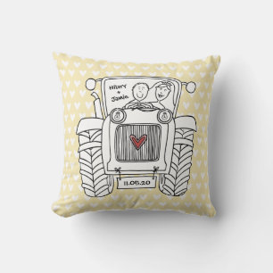 Gepersonaliseerde country Wedding Tractor-module Kussen