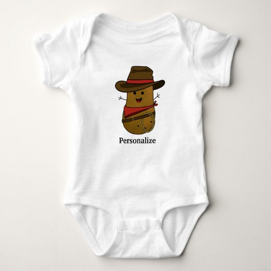 Gepersonaliseerde Cowboy Aardappel Romper (Voorkant)