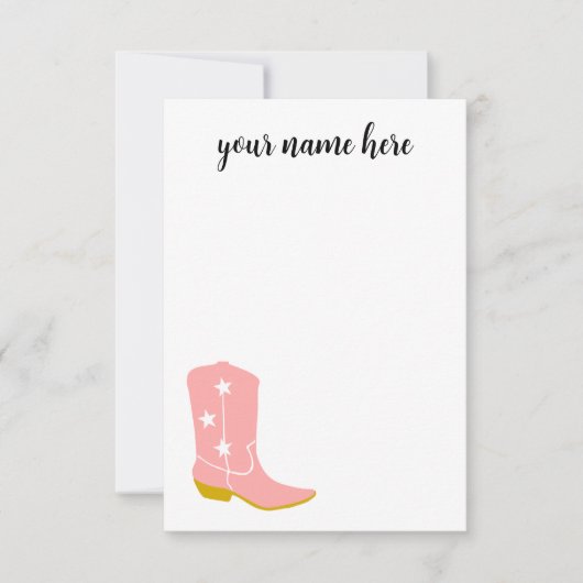 Gepersonaliseerde Cowboy Boots Notecards Bedankkaart (Voorkant)