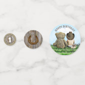 Gepersonaliseerde Cowboy en Teddy Bear Eerste Verj Confetti (Voorkanten)