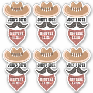 Gepersonaliseerde Cowboy Pet Westerne feestthema Sticker