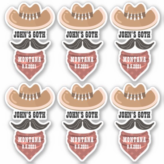 Gepersonaliseerde Cowboy Pet Westerne feestthema Sticker (Voorkant)