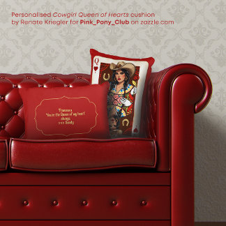 Gepersonaliseerde Cowgirl Midwest Queen of Hearts  Accent Kussen