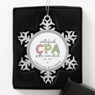 Gepersonaliseerde CPA Certified Public Accountant- Tin Sneeuwvlok Ornament