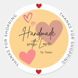 Gepersonaliseerde Craft Handgemaakt met Love Round Ronde Sticker