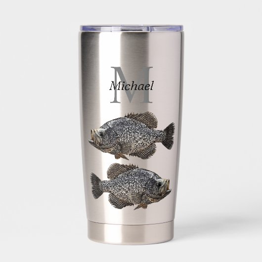 Gepersonaliseerde Crappie Vissende visser Monogram Geïsoleerde Drinkbeker (Voorkant)