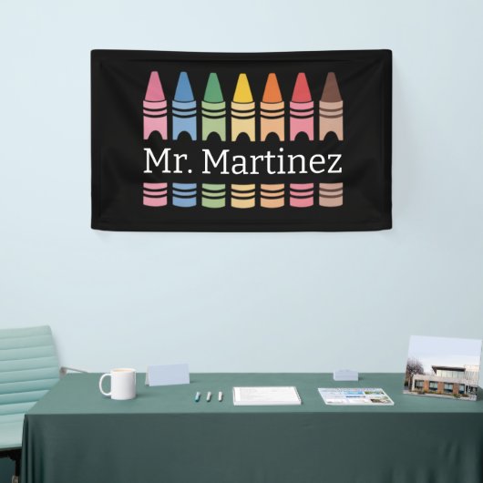 Gepersonaliseerde Crayon Leraar Naam Schattigee Ba Spandoek (Beurs)