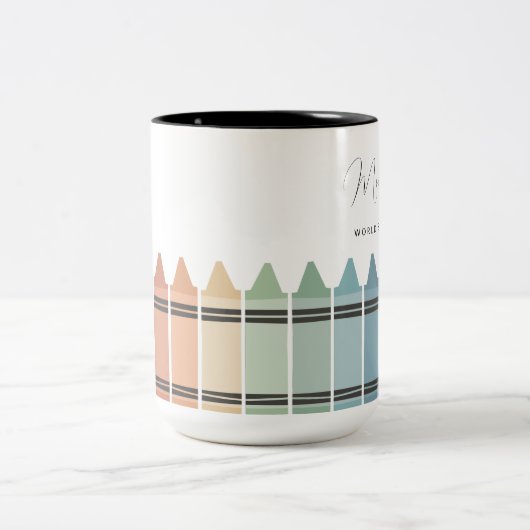 Gepersonaliseerde Crayon Rainbow Worlds Beste Lera Tweekleurige Koffiemok (Center)