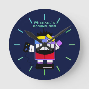 Gepersonaliseerde Crazy Gamer GAMING DEN Gamers Ronde Klok
