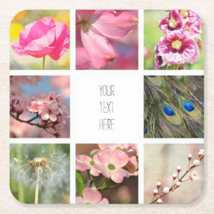 Gepersonaliseerde Creëer Uw Eigen Foto Collage   Vierkante Kartonnen Onderzetter