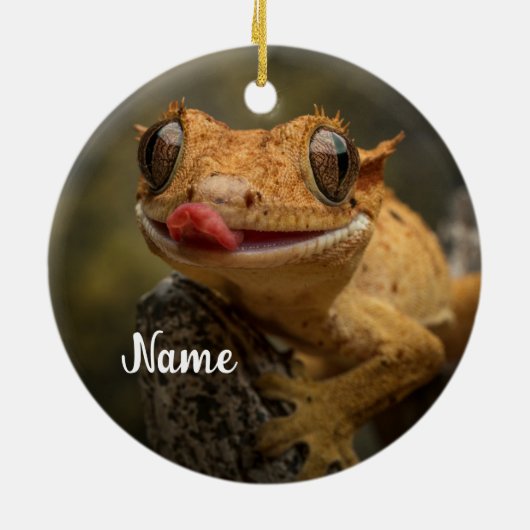 Gepersonaliseerde Crested Gecko Lizard Keramisch Ornament (Achterkant)