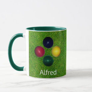 Gepersonaliseerde Croquet Balls op Green Grass Mok