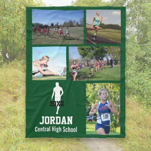 Gepersonaliseerde cross country running fotocollag fleece deken