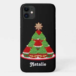 Gepersonaliseerde Cupcake Kerstboom Rood en Groen iPhone 11 Hoesje