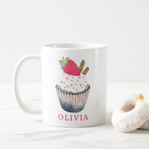 Gepersonaliseerde Cupcake Mok – Schattige roze ver