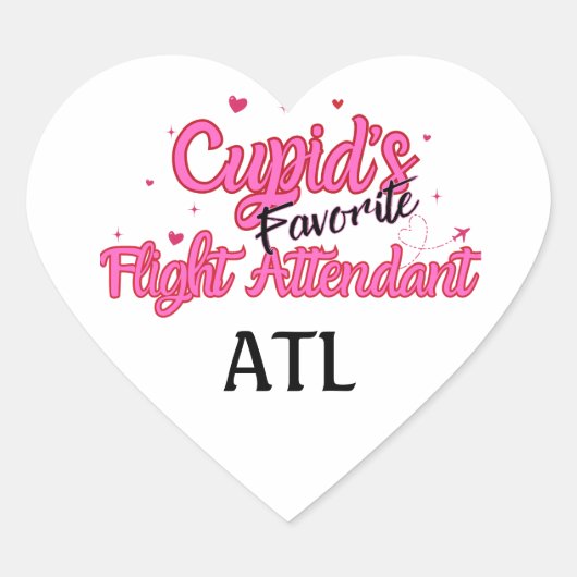Gepersonaliseerde Cupido-Theme Flight Attendant St Hart Sticker (Voorkant)