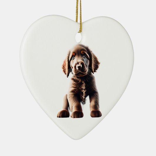 Gepersonaliseerde Curly-Coated Retriever Puppy Keramisch Ornament (Rechts)