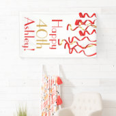 Gepersonaliseerde Curly Ribbons Verjaardagsbanner Spandoek (Insitu)