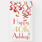 Gepersonaliseerde Curly Ribbons Verjaardagsbanner Spandoek (Verticaal)