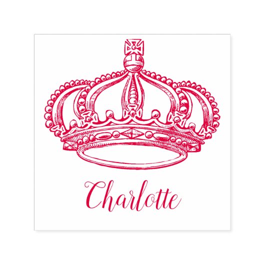 Gepersonaliseerde cursieve scriptnaam en kroon zelfinktende stempel (Design)