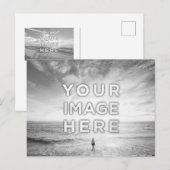Gepersonaliseerde Custom 2 foto zwart-wit Briefkaart (Voorkant / Achterkant)