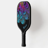 Gepersonaliseerde Custom Black en Neon Pickleball Paddle (Links)
