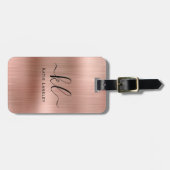 Gepersonaliseerde Custom Elegant Script Faux Roos  Bagagelabel (Voorkant horizontaal)