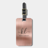 Gepersonaliseerde Custom Elegant Script Faux Roos  Bagagelabel (Voorkant verticaal)