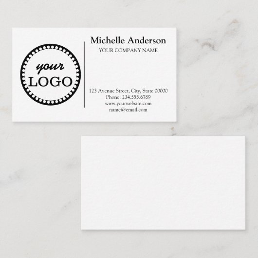 Gepersonaliseerde Custom logo modern minimalistisc Visitekaartje (Voorkant / Achterkant)