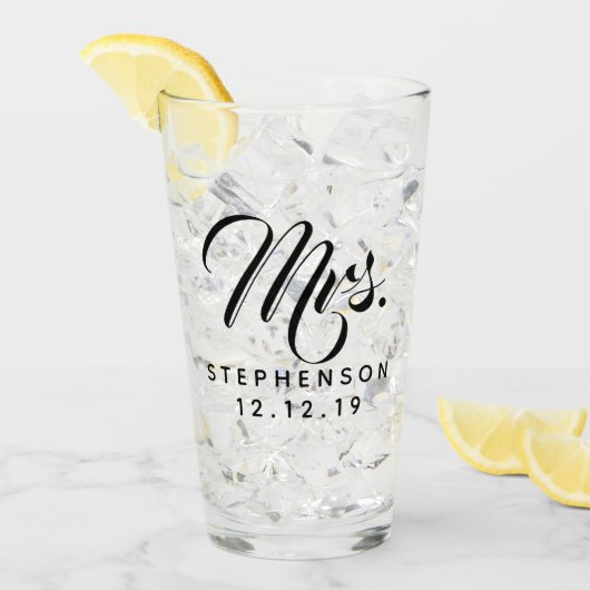 Gepersonaliseerde Custom Mrs. Mr. Couple Wedding Glas (Voorkant ijs)