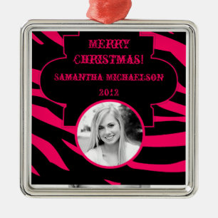 Gepersonaliseerde Custom Ornament Hot Pink Black Z