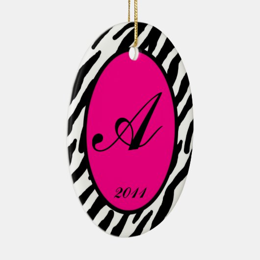 Gepersonaliseerde Custom Ornament Hot Pink Zebra P (Rechts)