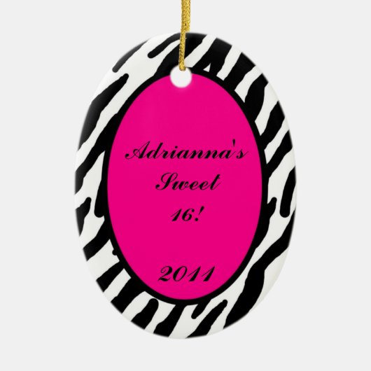 Gepersonaliseerde Custom Ornament Hot Pink Zebra P (Voorkant)